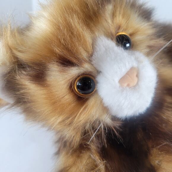 Long Hair Cat Plush Stuffed Animal 13" Laying Brown Realistic Kitty TY Jumbles - Picture 11 of 16